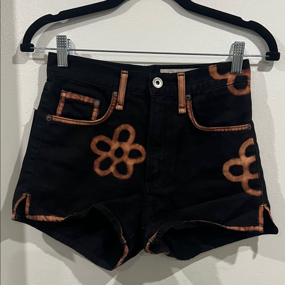 Rag & Bone Black and Brown Floral Jean Shorts size 23